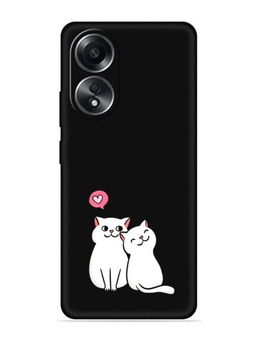 Cute Loving Cats Embossed Soft Silicone Case for Oppo A58