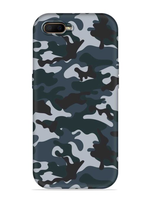 Dark Blue Army Military Art Embossed Soft Silicone Case for Oppo A5S Zapvi