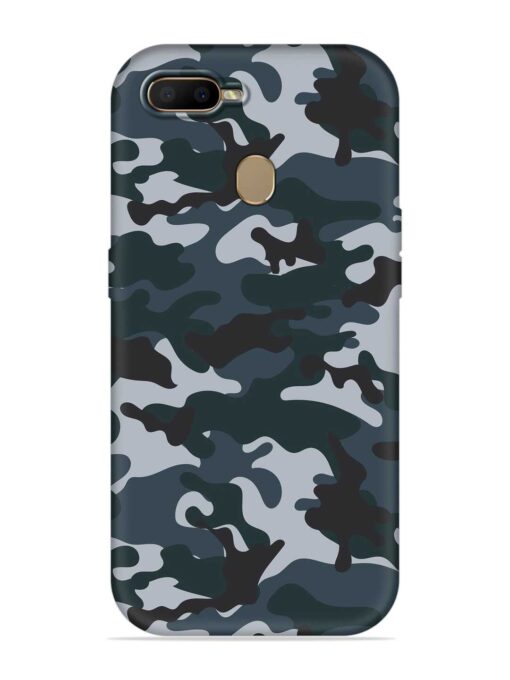 Dark Blue Army Military Art Embossed Soft Silicone Case for Oppo A7 Zapvi