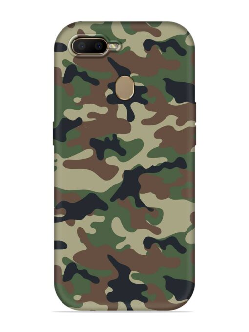 Army Military Camouflage Dark Green Embossed Soft Silicone Case for Oppo A7