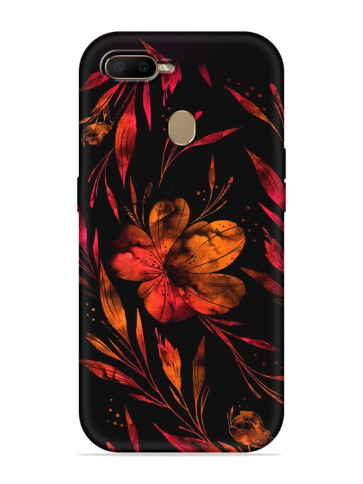 Red Flower Painting Embossed Soft Silicone Case for Oppo A7 Zapvi