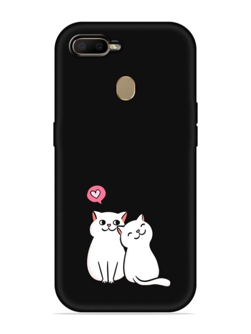 Cute Loving Cats Embossed Soft Silicone Case for Oppo A7