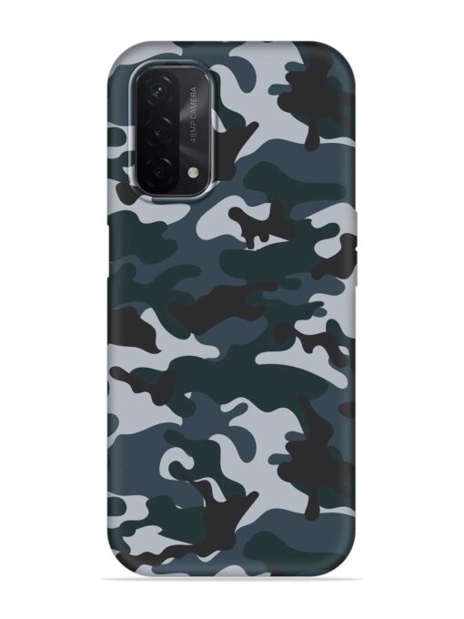 Dark Blue Army Military Art Embossed Soft Silicone Case for Oppo A74 (5G) Zapvi