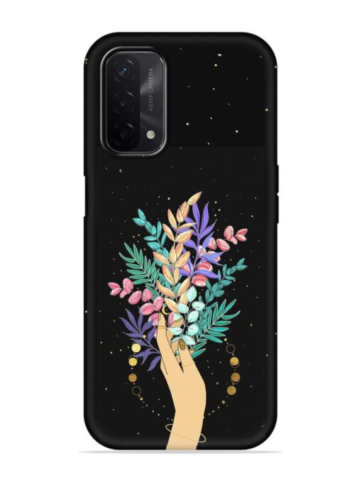 Flower On Hand Embossed Soft Silicone Case for Oppo A74 (5G) Zapvi