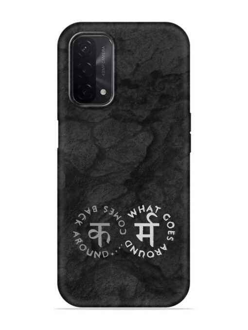 Karma Hindi Word Embossed Soft Silicone Case for Oppo A74 (5G)