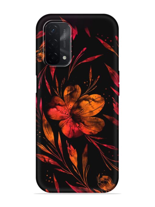 Red Flower Painting Embossed Soft Silicone Case for Oppo A74 (5G) Zapvi