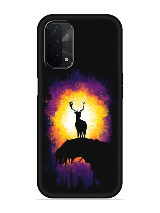 Elk Animal Art Embossed Soft Silicone Case for Oppo A74 (5G)