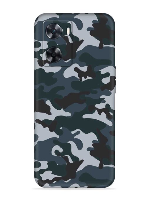 Dark Blue Army Military Art Embossed Soft Silicone Case for Oppo A77