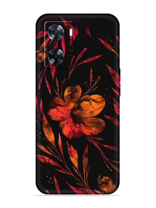 Red Flower Painting Embossed Soft Silicone Case for Oppo A77