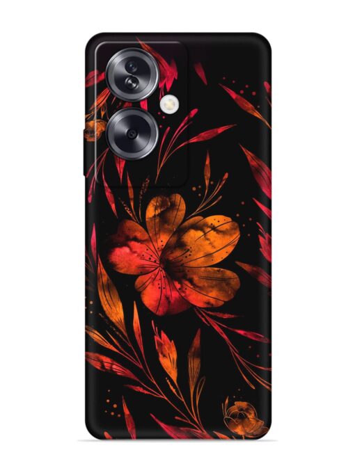 Red Flower Painting Embossed Soft Silicone Case for Oppo A79 (5G)