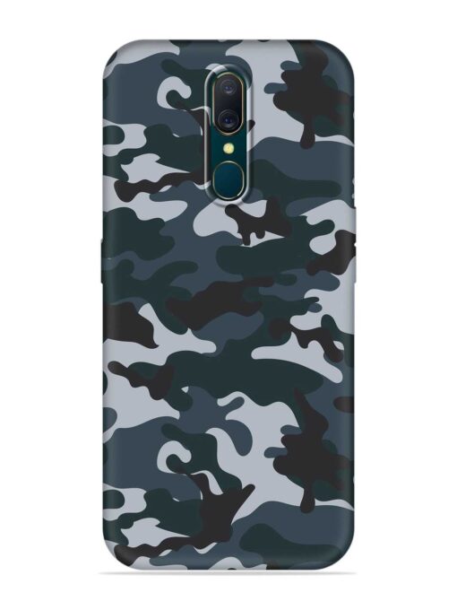 Dark Blue Army Military Art Embossed Soft Silicone Case for Oppo A9