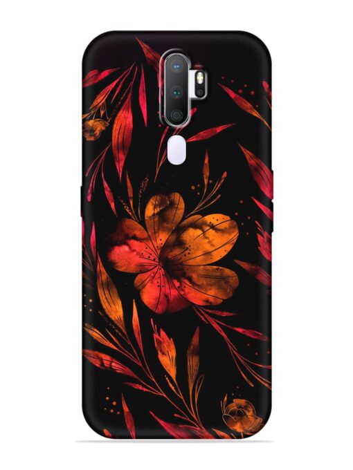 Red Flower Painting Embossed Soft Silicone Case for Oppo A9 (2020) Zapvi