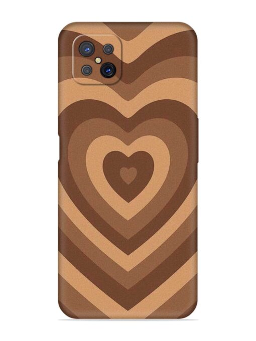 Brown Heart Embossed Soft Silicone Case for Oppo A92S