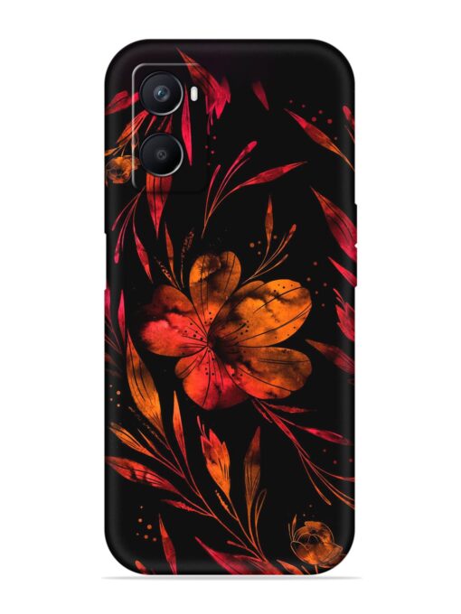 Red Flower Painting Embossed Soft Silicone Case for Oppo A96