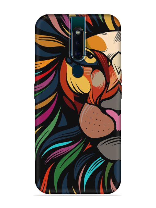 Trippy Lion Art Embossed Soft Silicone Case for Oppo F11 Pro