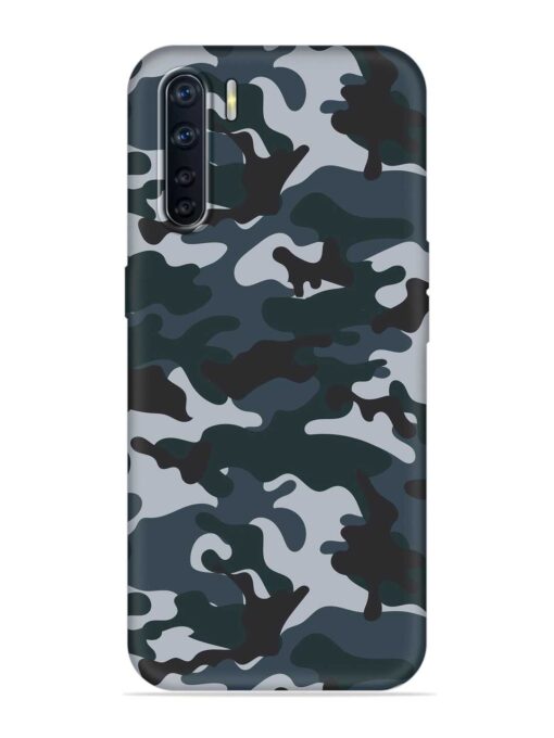 Dark Blue Army Military Art Embossed Soft Silicone Case for Oppo F15