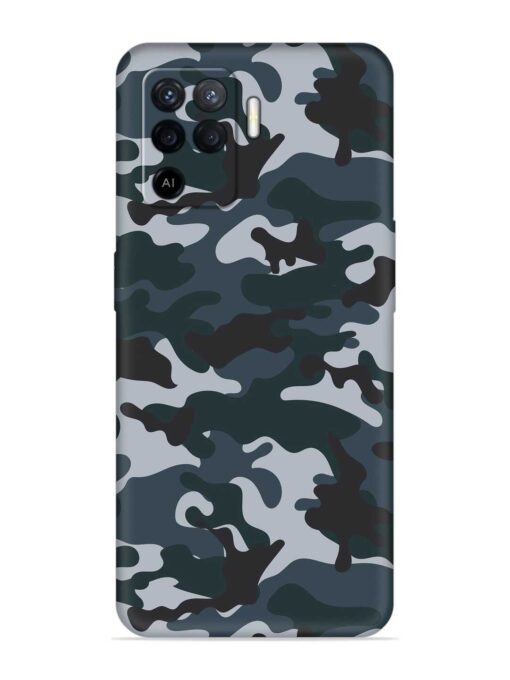 Dark Blue Army Military Art Embossed Soft Silicone Case for Oppo F19 Pro Zapvi