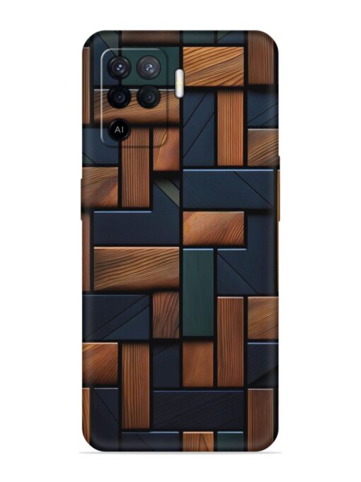 Wooden Background Cubes Embossed Soft Silicone Case for Oppo F19 Pro