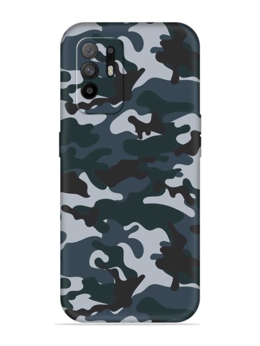 Dark Blue Army Military Art Embossed Soft Silicone Case for Oppo F19 Pro Plus Zapvi