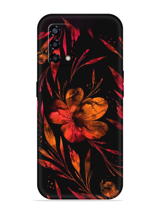 Red Flower Painting Embossed Soft Silicone Case for Oppo F19S