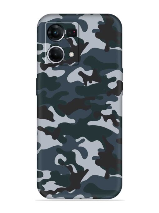 Dark Blue Army Military Art Embossed Soft Silicone Case for Oppo F21 Pro (4G) Zapvi