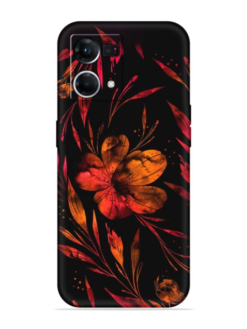 Red Flower Painting Embossed Soft Silicone Case for Oppo F21 Pro (4G)