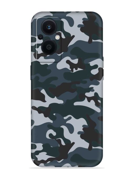 Dark Blue Army Military Art Embossed Soft Silicone Case for Oppo F21 Pro (5G)