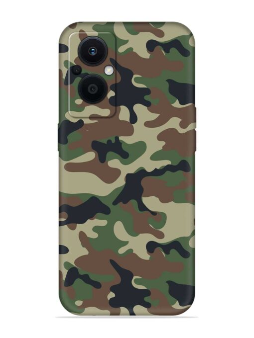 Army Military Camouflage Dark Green Embossed Soft Silicone Case for Oppo F21 Pro (5G)