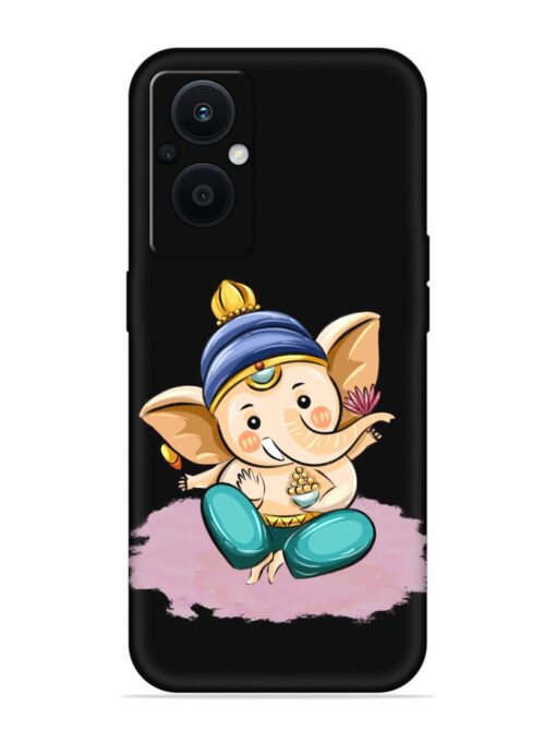 Bal Ganesh Vector Art Embossed Soft Silicone Case for Oppo F21 Pro (5G) Zapvi