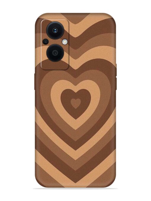 Brown Heart Embossed Soft Silicone Case for Oppo F21 Pro (5G)