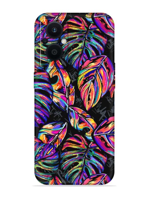 Tropical Seamless Vector Embossed Soft Silicone Case for Oppo F21 Pro (5G)