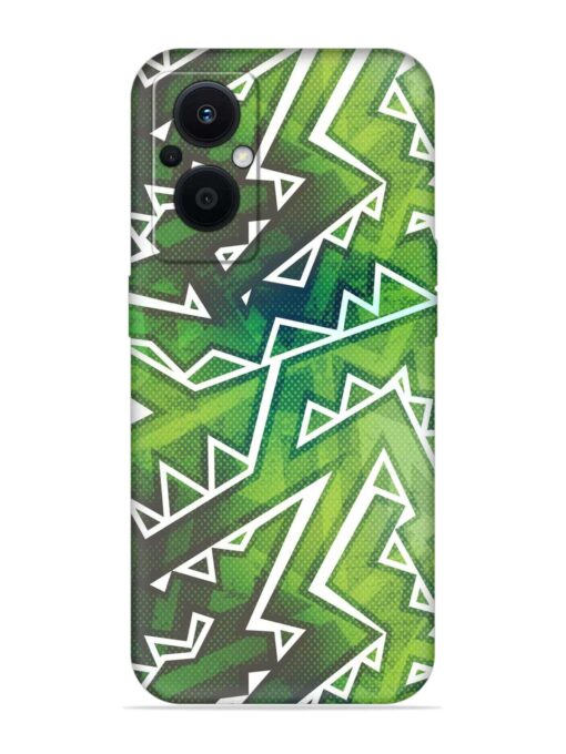 Green Graffiti Seamless Embossed Soft Silicone Case for Oppo F21 Pro (5G)