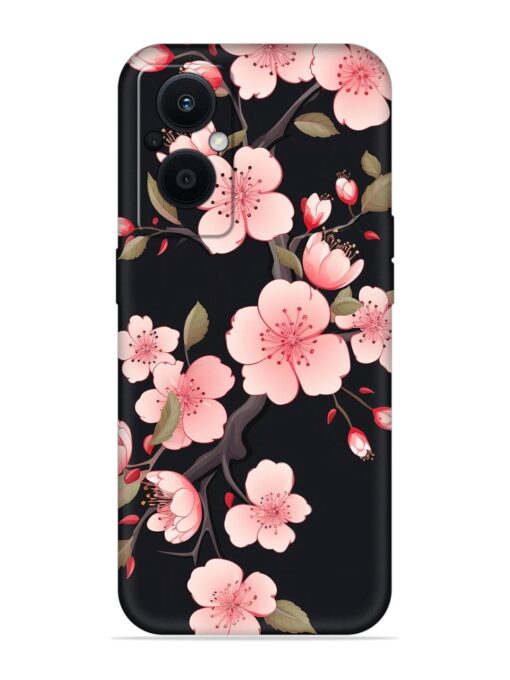 Cherry Blossom Embossed Soft Silicone Case for Oppo F21 Pro (5G)