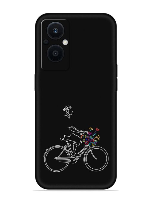 Minimalist Cycle Art Embossed Soft Silicone Case for Oppo F21 Pro (5G)