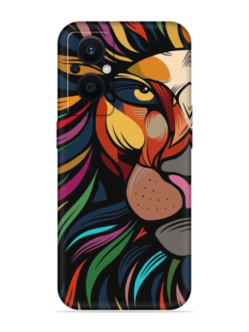 Trippy Lion Art Embossed Soft Silicone Case for Oppo F21 Pro (5G)