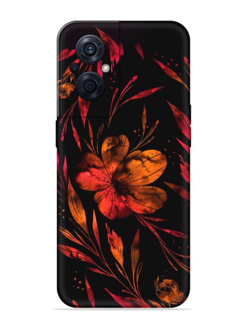 Red Flower Painting Embossed Soft Silicone Case for Oppo F21S Pro (5G) Zapvi