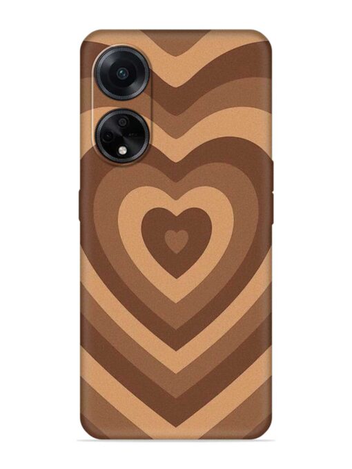 Brown Heart Embossed Soft Silicone Case for Oppo F23 (5G)