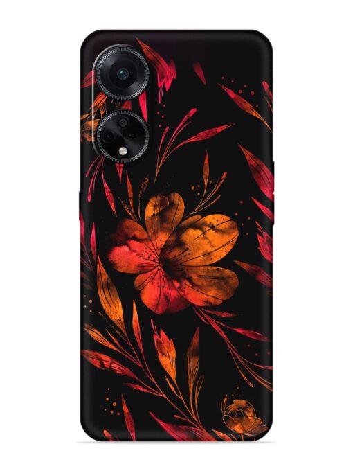 Red Flower Painting Embossed Soft Silicone Case for Oppo F23 (5G) Zapvi