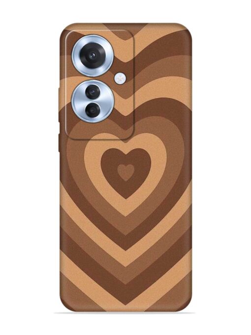 Brown Heart Embossed Soft Silicone Case for Oppo F25 Pro (5G) Zapvi