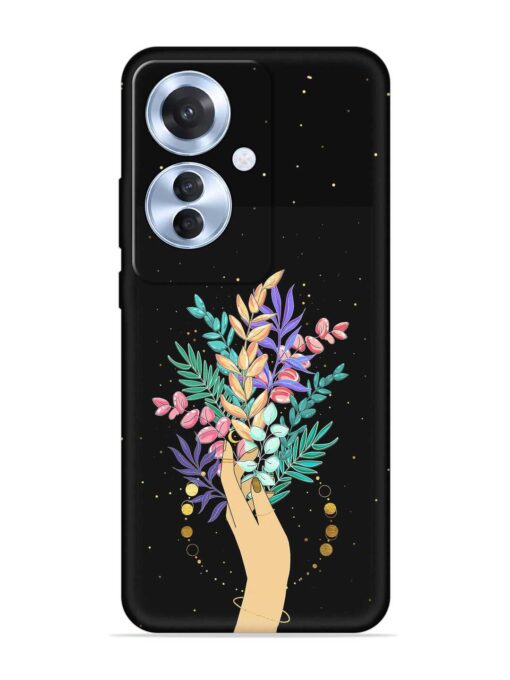 Flower On Hand Embossed Soft Silicone Case for Oppo F25 Pro (5G)