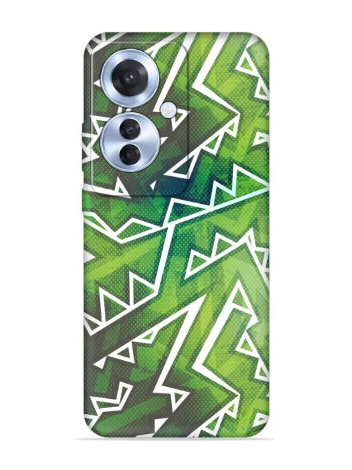 Green Graffiti Seamless Embossed Soft Silicone Case for Oppo F25 Pro (5G) Zapvi