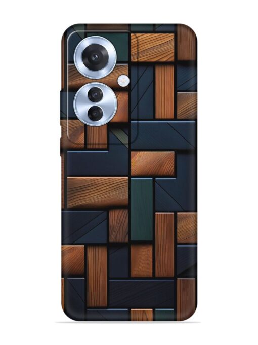 Wooden Background Cubes Embossed Soft Silicone Case for Oppo F25 Pro (5G) Zapvi