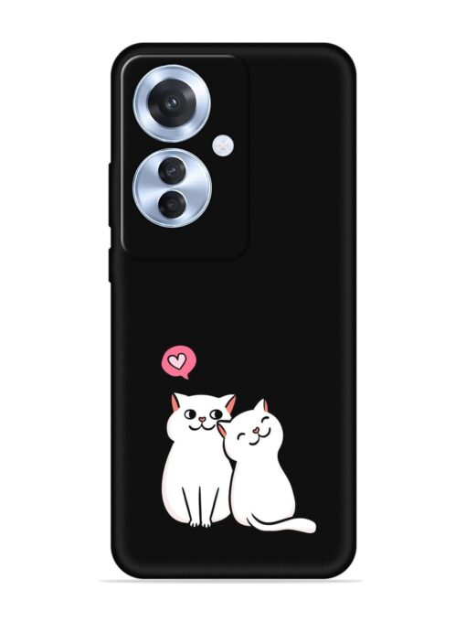 Cute Loving Cats Embossed Soft Silicone Case for Oppo F25 Pro (5G)