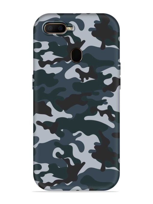 Dark Blue Army Military Art Embossed Soft Silicone Case for Oppo F9