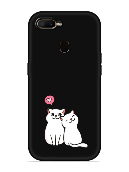 Cute Loving Cats Embossed Soft Silicone Case for Oppo F9