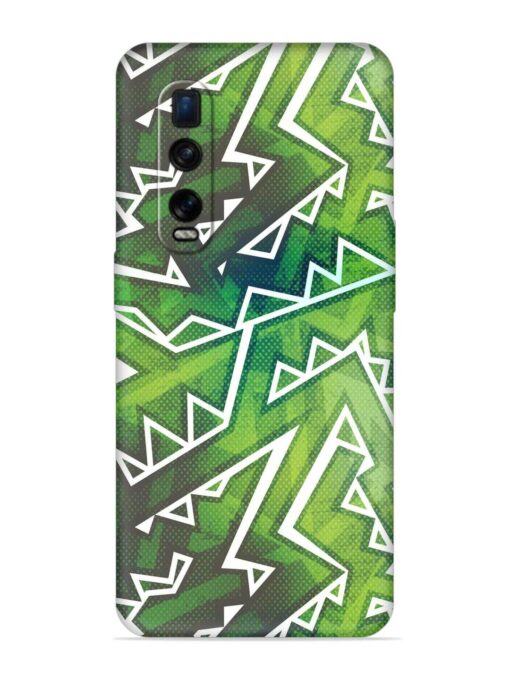 Green Graffiti Seamless Embossed Soft Silicone Case for Oppo Find X2 Pro Zapvi