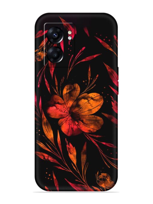 Red Flower Painting Embossed Soft Silicone Case for Oppo K10 (5G) Zapvi