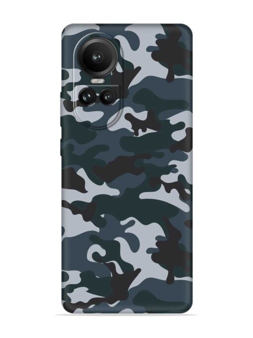 Dark Blue Army Military Art Embossed Soft Silicone Case for Oppo Reno 10 (5G) Zapvi