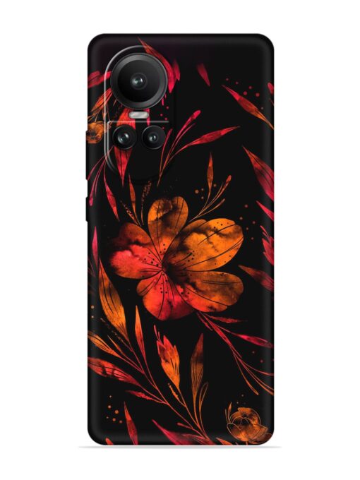 Red Flower Painting Embossed Soft Silicone Case for Oppo Reno 10 (5G) Zapvi