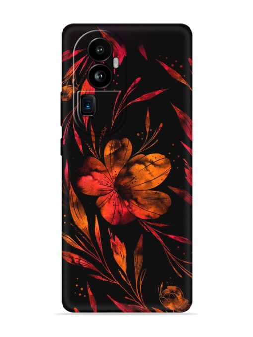 Red Flower Painting Embossed Soft Silicone Case for Oppo Reno 10 Pro Plus (5G) Zapvi